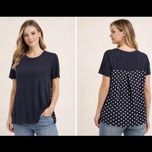 #1474 Papermoon blue & white polkadot loose tunic sz.xl